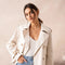 Plain Cropped Cotton Trench Coat White-COAT-Attentif Paris-S-Urbanheer