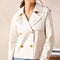 Plain Cropped Cotton Trench Coat White-COAT-Attentif Paris-S-Urbanheer