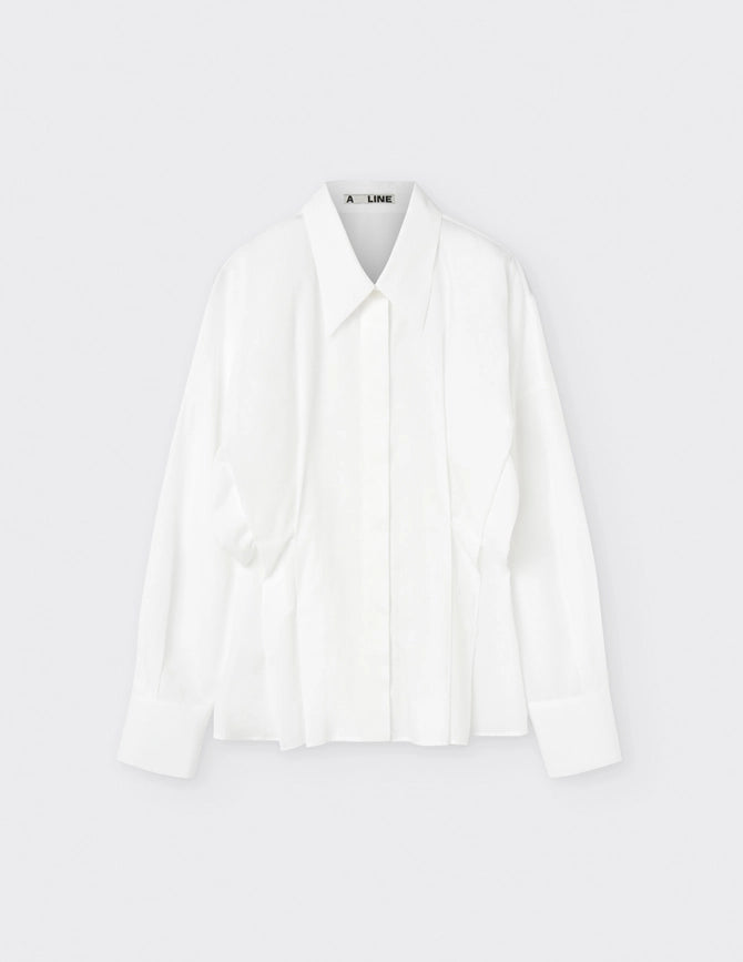 Pleat-Detail Shirt White-Shirt-A LINE-XS-White-Urbanheer