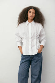Pleat-Detail Shirt White-Shirt-A LINE-XS-White-Urbanheer
