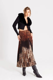 Pleated Animal Print Long Skirt-Skirt-Miawhitemilano-S-Urbanheer