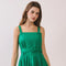 Pleated Bodice Square Neck Matching Belt Dress