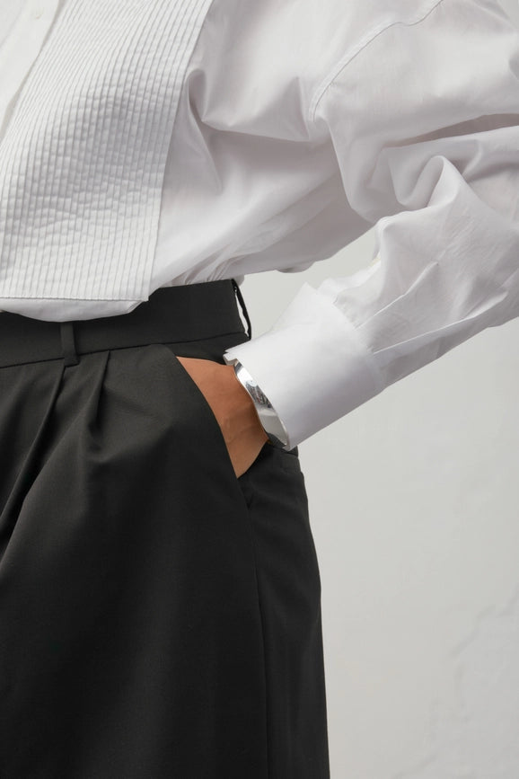 Pleated Boxy Shirt-Shirt-A LINE-XXS/XS-White-Urbanheer