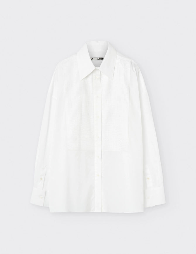 Pleated Boxy Shirt-Shirt-A LINE-XXS/XS-White-Urbanheer