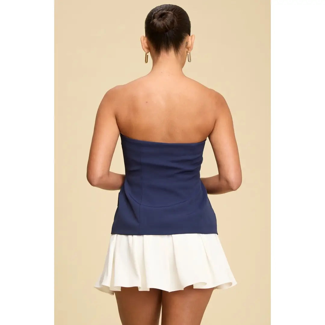 Pleated Button Contrast Romper