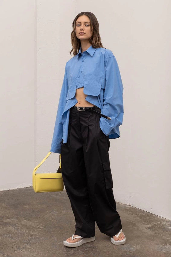 Pleated Cargo Trousers-Cargo Trousers-Moon River-XS-BLACK-Urbanheer