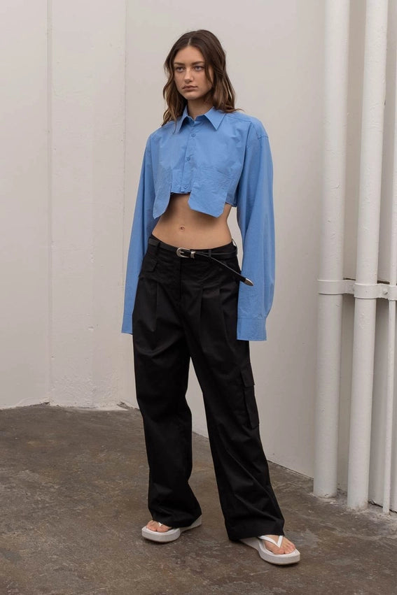 Pleated Cargo Trousers-Cargo Trousers-Moon River-XS-BLACK-Urbanheer