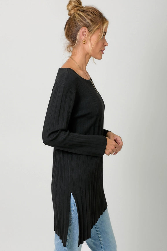 Pleated Diagonal Cut Sweater-Sweater-Mystree-S-Black-Urbanheer
