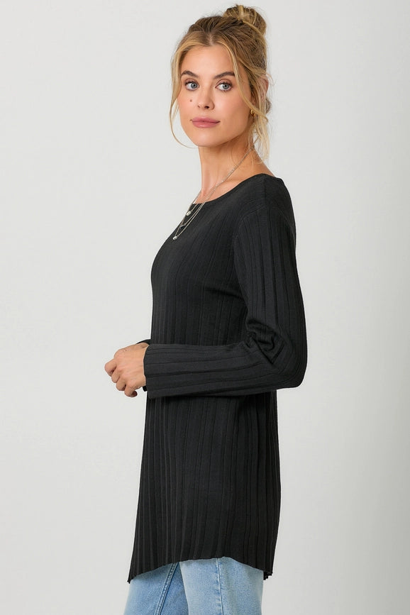 Pleated Diagonal Cut Sweater-Sweater-Mystree-S-Black-Urbanheer