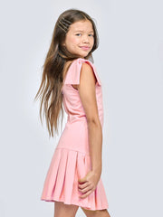 Pleated Drop Waist Dress-Dress-Hannah Banana-7-LT PINK-Urbanheer