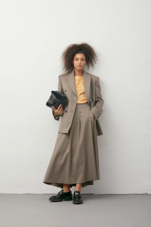 Pleated Midi Skirt-Skirt-A LINE-XS-Brown-Urbanheer