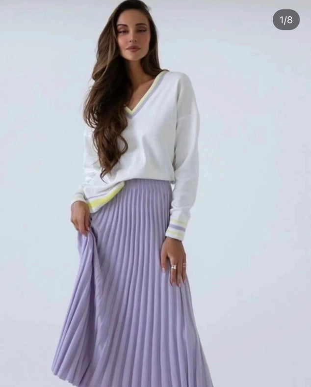 Pleated Midi Skirt-Skirts-Nenya Fashion Limited-XS/S-Lavander-Urbanheer