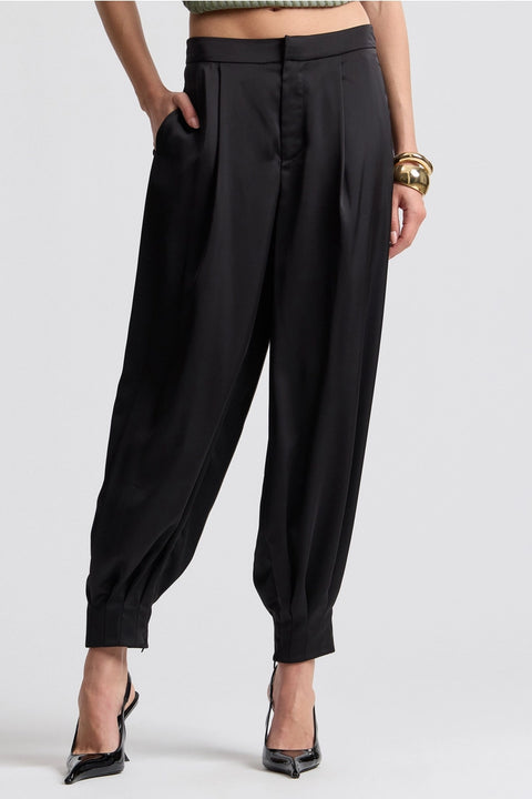 Pleated Satin Balloon Pants