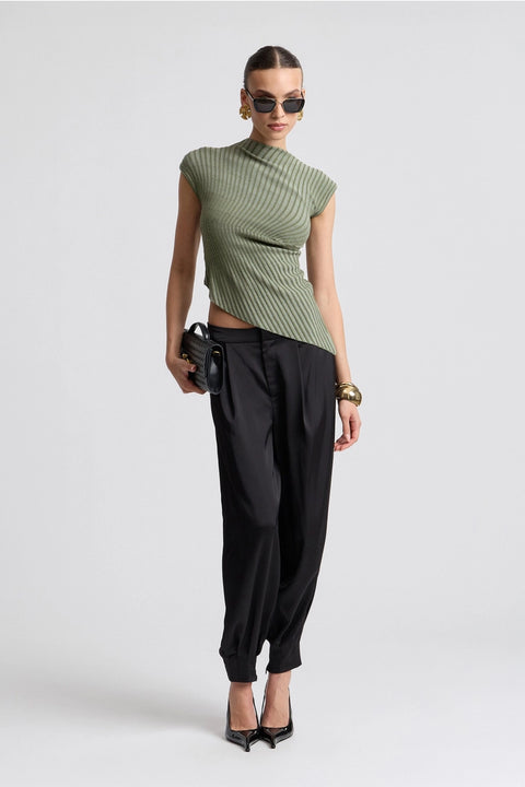 Pleated Satin Balloon Pants
