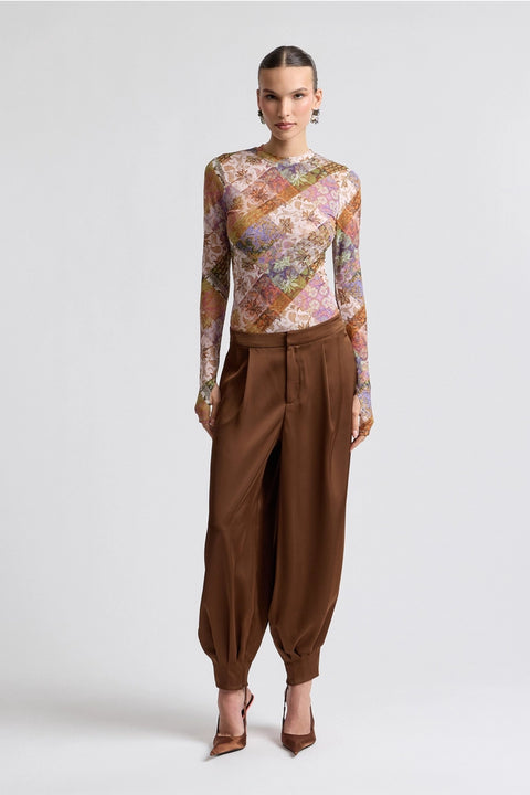 Pleated Satin Balloon Pants