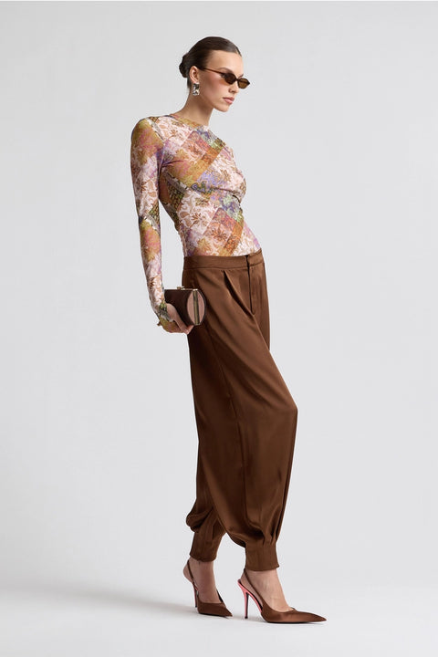 Pleated Satin Balloon Pants