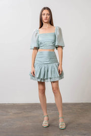 Pleated Shirred Mini Skirt MINT-Skirts-Moon River-XS-MINT-Urbanheer