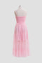 Pleated Tulle Semi-Sheer Tiered Dress PINK-Dress-Moon River-XS-PINK-Urbanheer