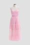 Pleated Tulle Semi-Sheer Tiered Dress PINK-Dress-Moon River-XS-PINK-Urbanheer
