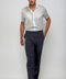 Pleated Wool Trouser Pants - Navy Plaid