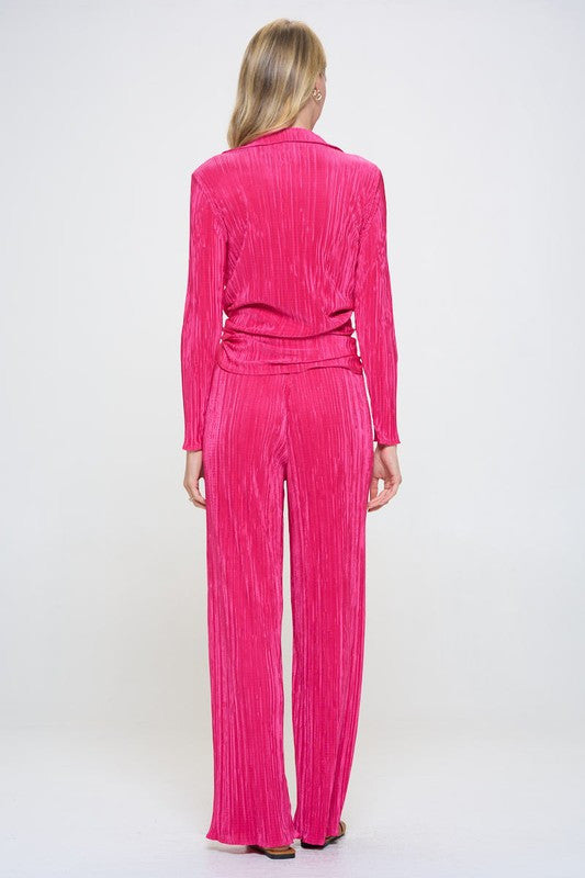 Plisse Solid Button Down Top with Collar-New Arrival-Reneecollection-Small-FUSCHIA-Urbanheer