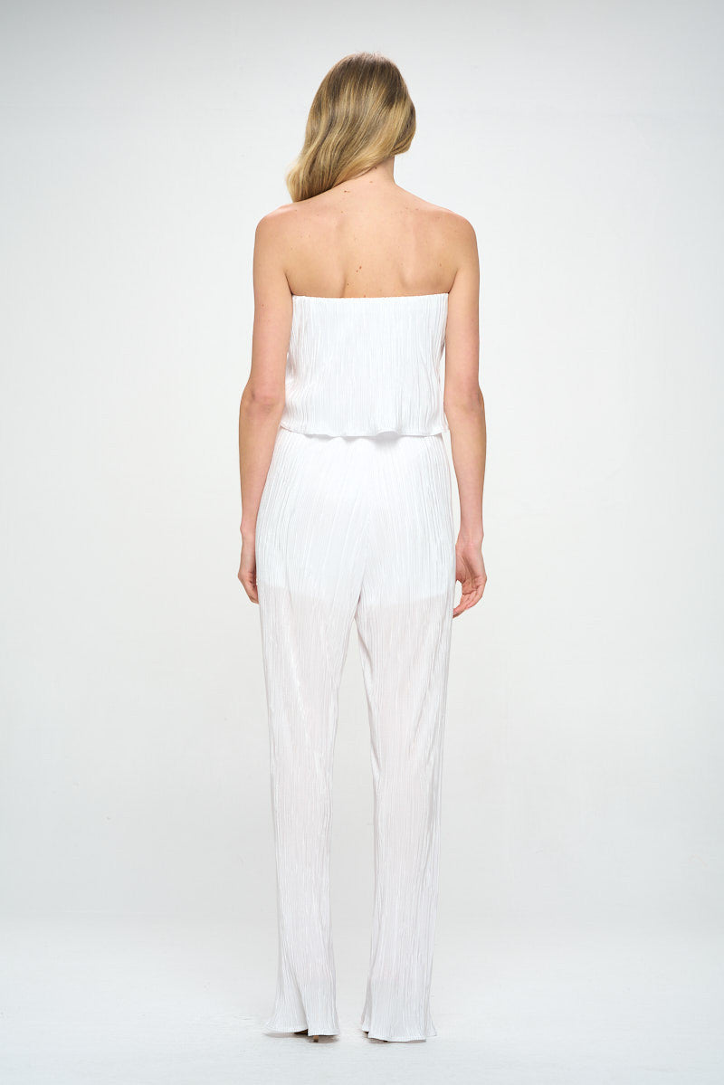 Plisse Solid Strapless Straight Leg Jumpsuit-Pants-Reneecollection-Small-WHITE-Urbanheer
