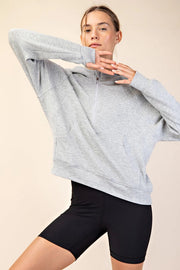 Plus - Modal Poly Span French Terry Pullover Jacket-Jacket-Peace Love Line-1X-H GREY-Urbanheer