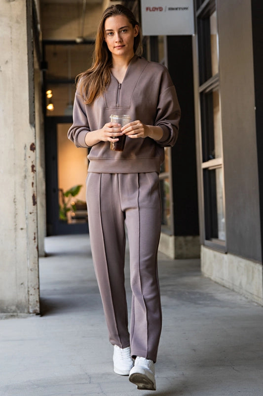 Plus - Modal Poly Span Scuba Pintuck Pants MOCHA-Pants-Peace Love Line-1X-MOCHA-Urbanheer