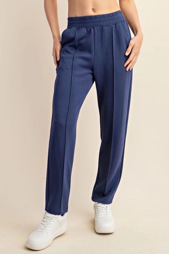 Plus - Modal Poly Span Scuba Pintuck Pants SMOKY NAVY-Pants-Peace Love Line-1X-SMOKY NAVY-Urbanheer