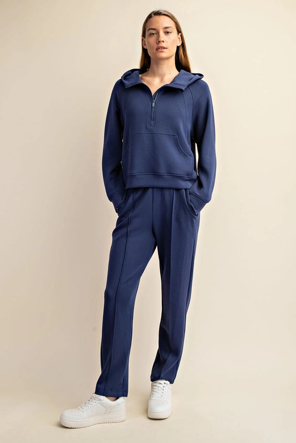 Plus - Modal Poly Span Scuba Pintuck Pants SMOKY NAVY-Pants-Peace Love Line-1X-SMOKY NAVY-Urbanheer