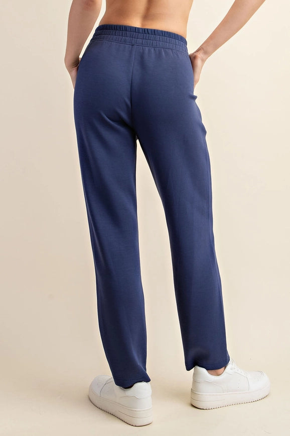 Plus - Modal Poly Span Scuba Pintuck Pants SMOKY NAVY-Pants-Peace Love Line-1X-SMOKY NAVY-Urbanheer