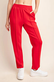 Plus - Modal Poly Span Scuba Pintuck Pants TRUE RED-Pants-Peace Love Line-1X-TRUE RED-Urbanheer