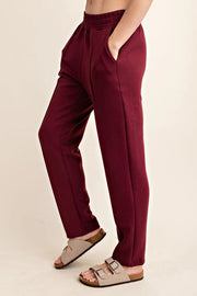 Plus - Modal Poly Span Scuba Pintuck Pants WINE-Pants-Peace Love Line-1X-WINE-Urbanheer