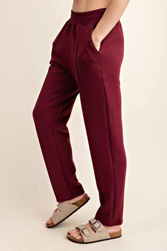Plus - Modal Poly Span Scuba Pintuck Pants WINE-Pants-Peace Love Line-1X-WINE-Urbanheer