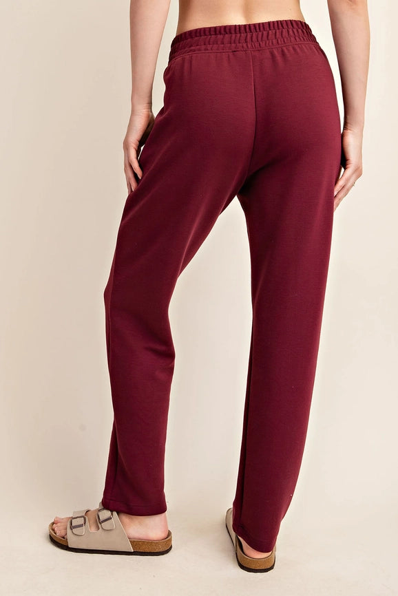 Plus - Modal Poly Span Scuba Pintuck Pants WINE-Pants-Peace Love Line-1X-WINE-Urbanheer