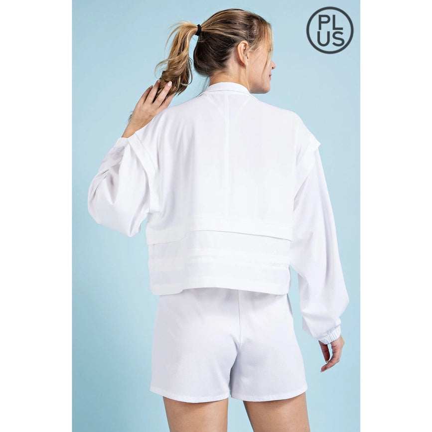 Plus Size Crinkle Woven Cropped Jacket Off White-Jacket-Rae Mode-1X-Off White-Urbanheer