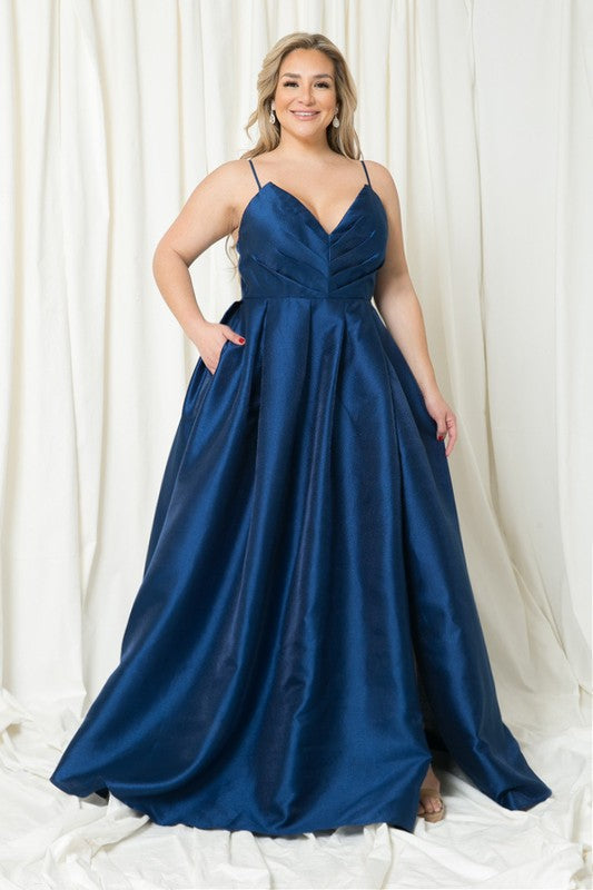 Plus Size Dress, Prom, Bridesmaid, Gowns Navy-Dress-Maniju-1XL-Navy-Urbanheer