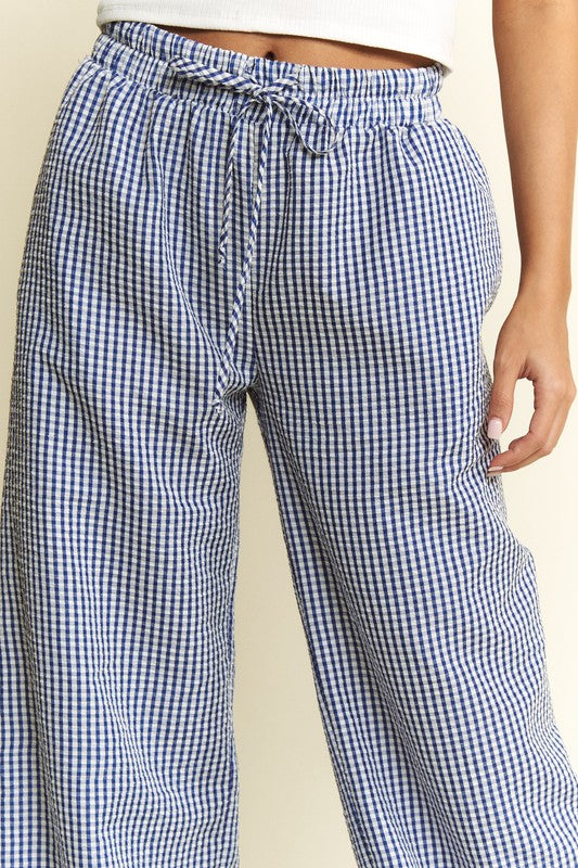 Plus Size Gingham Boxer Pants Blue-Pants-JADE BY JANE-1XL-Blue-Urbanheer