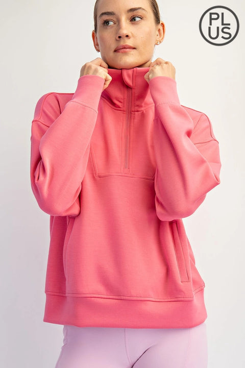 Plus Size Modal Scuba Quarter Zip Pullover