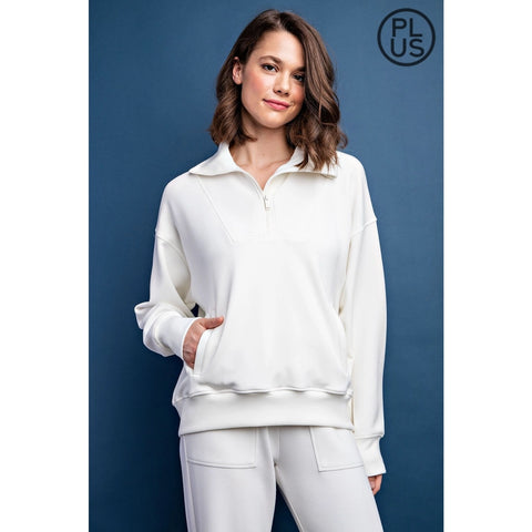 Plus Size Modal Scuba Quarter Zip Pullover