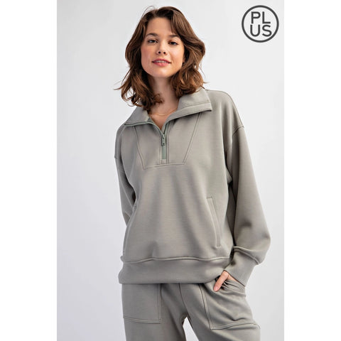 Plus Size Modal Scuba Quarter Zip Pullover