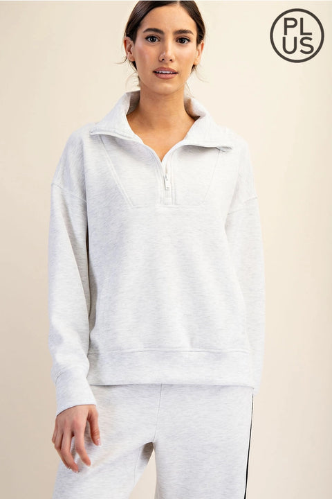 Plus Size Modal Scuba Quarter Zip Pullover