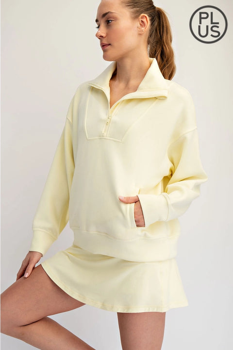 Plus Size Modal Scuba Quarter Zip Pullover