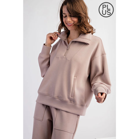 Plus Size Modal Scuba Quarter Zip Pullover