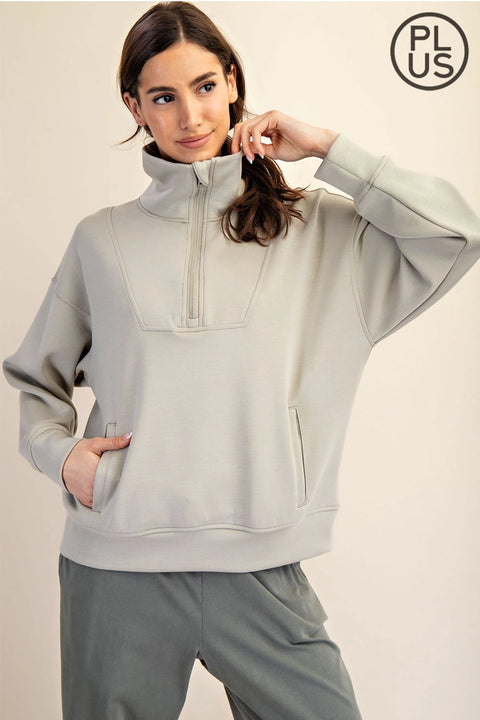 Plus Size Modal Scuba Quarter Zip Pullover