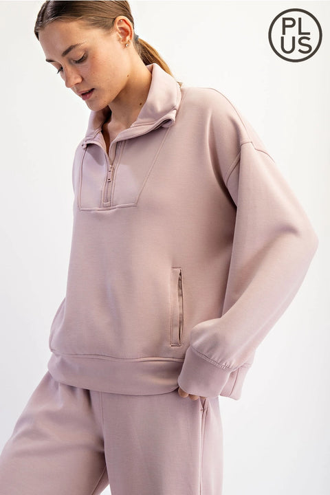 Plus Size Modal Scuba Quarter Zip Pullover