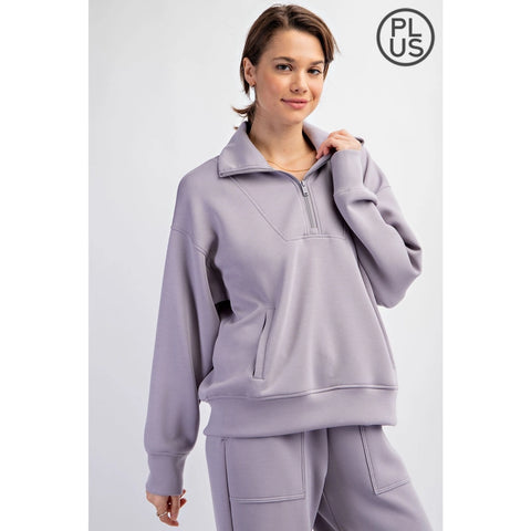 Plus Size Modal Scuba Quarter Zip Pullover