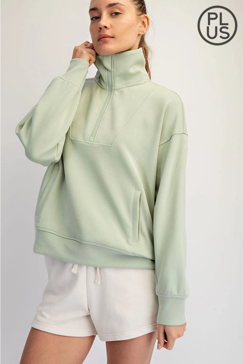 Plus Size Modal Scuba Quarter Zip Pullover