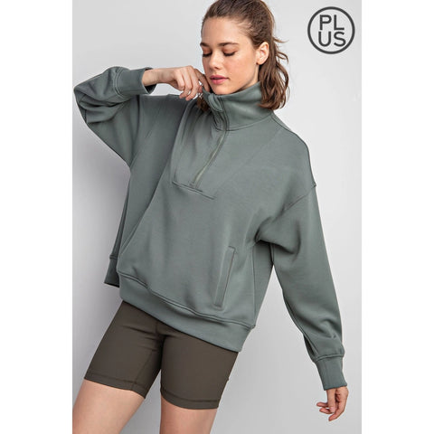 Plus Size Modal Scuba Quarter Zip Pullover