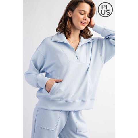 Plus Size Modal Scuba Quarter Zip Pullover